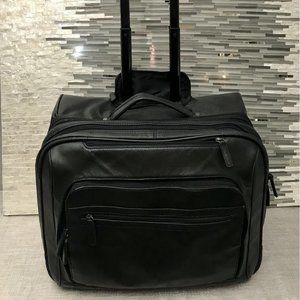 HAMMACHER SCHLEMMER LEATHER ROLLING BRIEFCASE